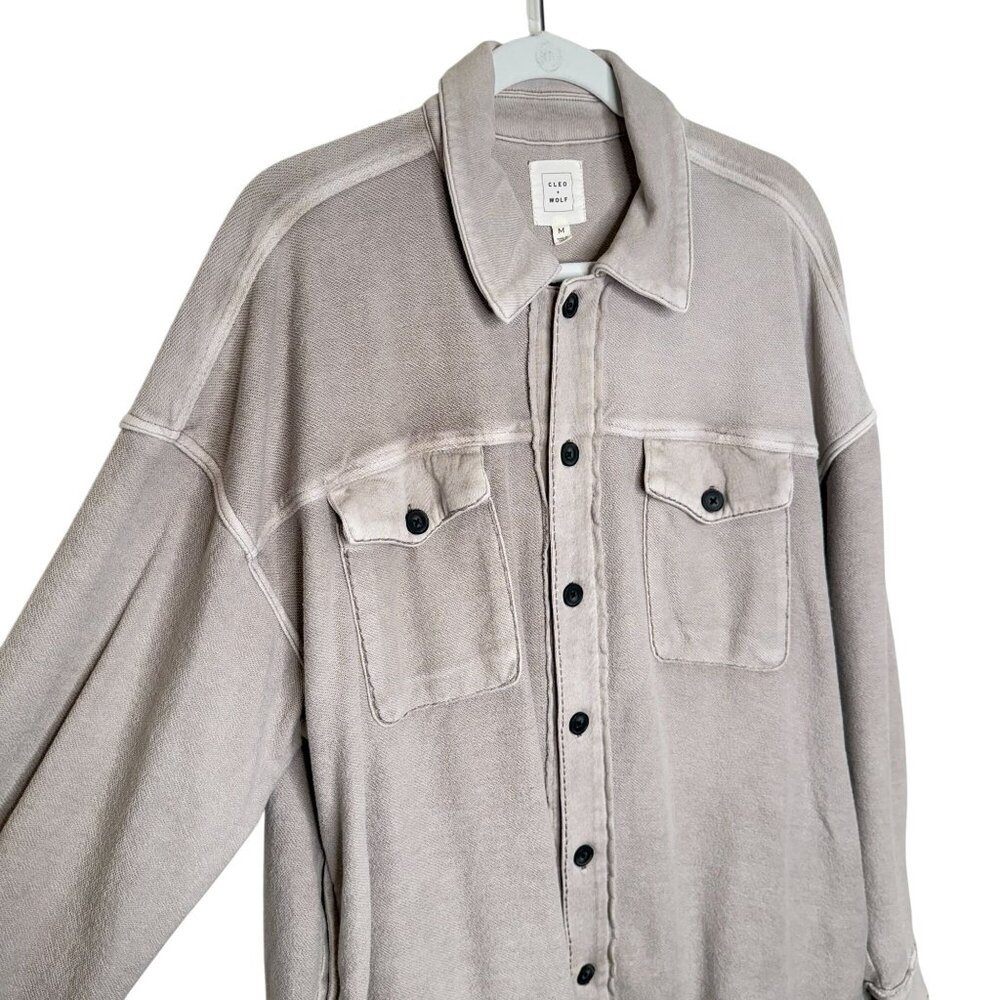 Cleo + Wolf Shirt Jacket Mineral Grey Relaxed Fit, M - Picture 5 of 11